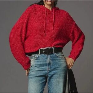 NWOT Anthro PILCRO Cozy Red/Pink Knit Hoodie